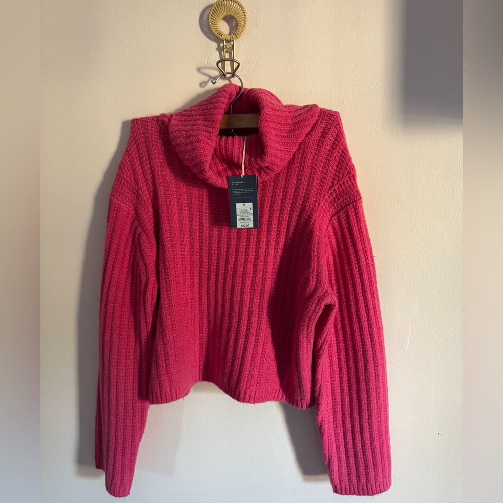 Bold Pink Turtleneck Sweater
